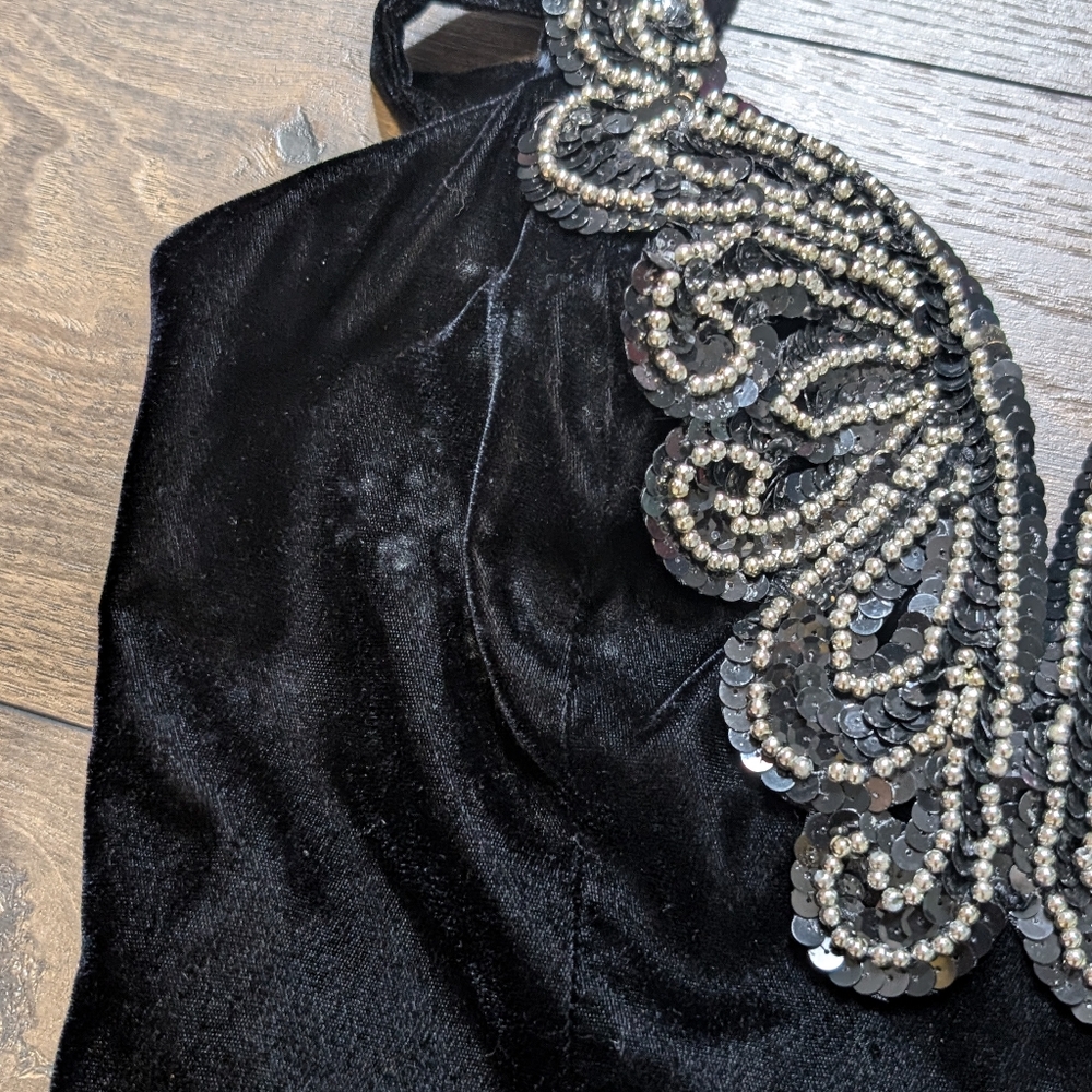 Zum‎ Zum by Niki Livas Halter Goth SweatHeart Fairy Vamp Velvet Midi Dress S/M - Picture 9 of 11